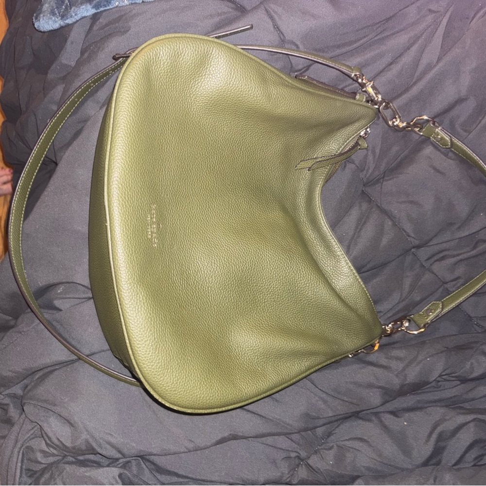 Coach Green Leather Hobo Bag with Metallic Hardware